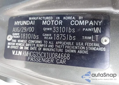 2001 Hyundai Accent Gs из США, поврежденный, VIN KMHCG35CX1U084668